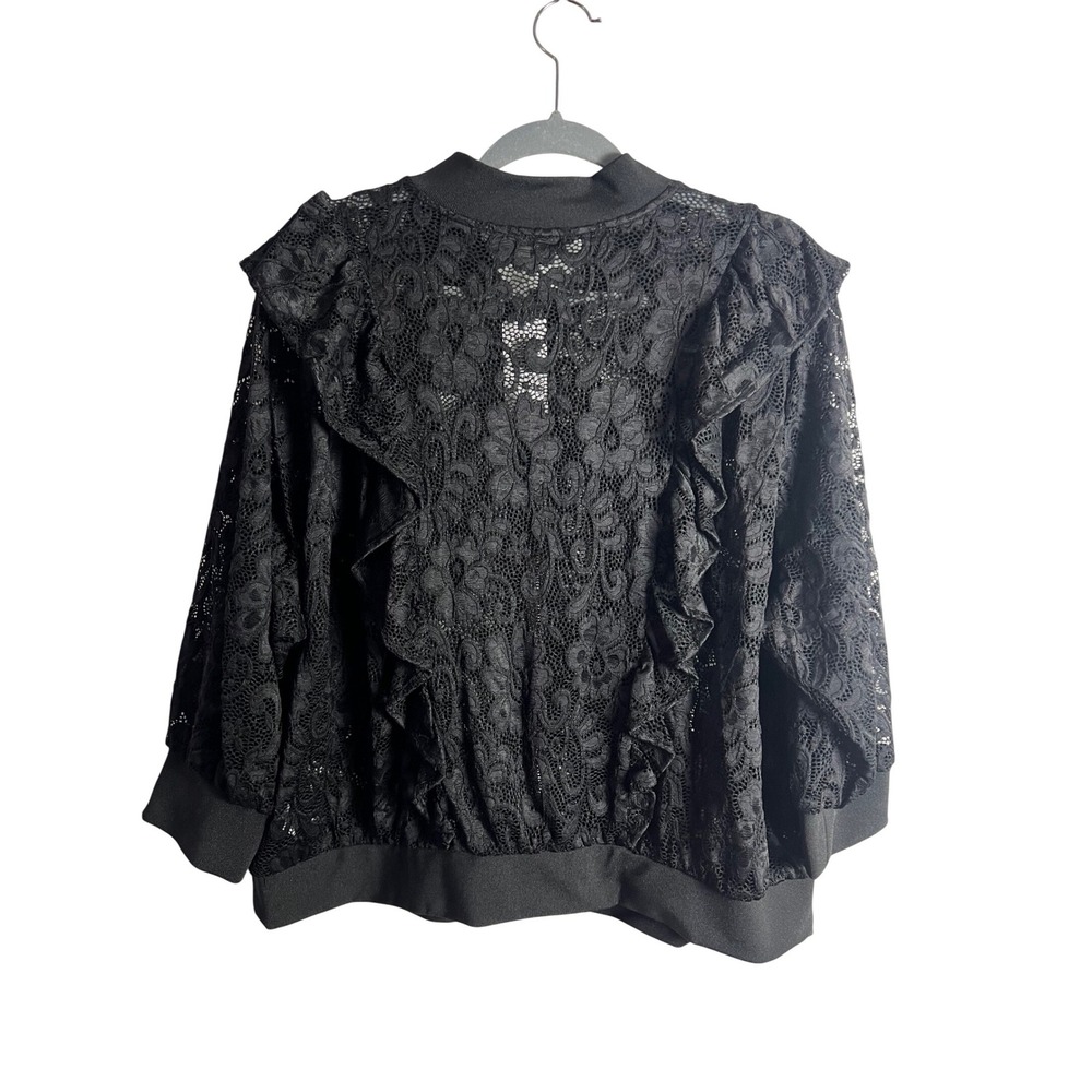 Torrid Black Lace Ruffle Bomber Jacket Size 18/20 Full Zip Whimsygoth NEW‎ - Picture 5 of 9